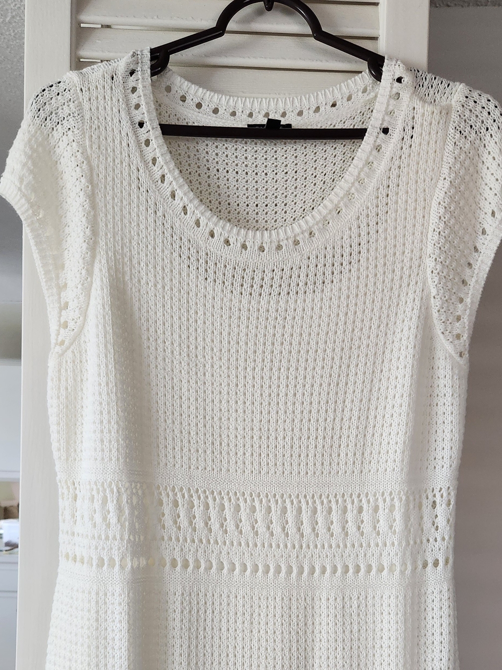 Talbots White Open-Knit Sleeveless Dress